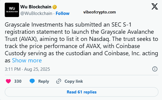 Grayscale Eyes Avalanche ETF | AVAX Set for NASDAQ Listing